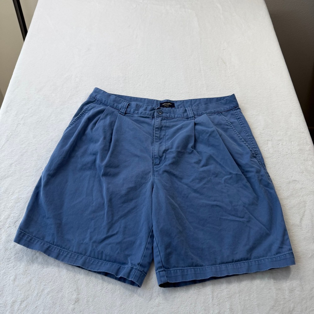 Dockers Cadet Short Mens 38 Blue Good Weathered Gab Pleated 100% Cotton Khakis